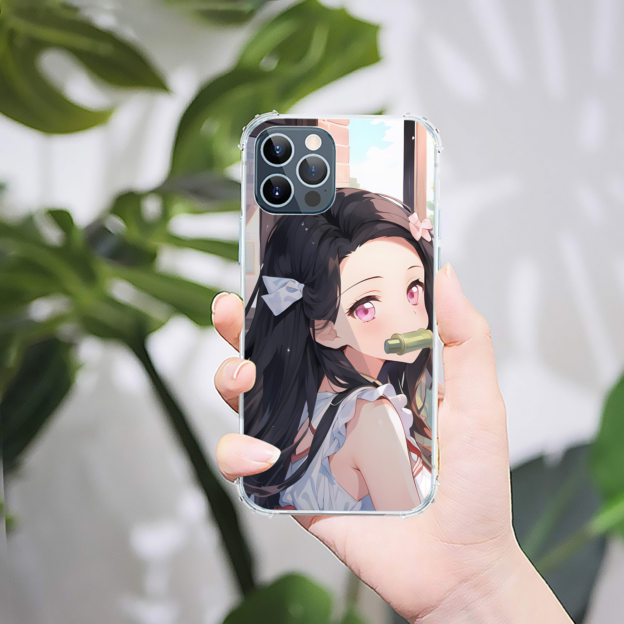 （画像用） 鬼滅の刃（きめつのやいば）竈門 禰󠄀豆子／かまど ねずこ Kamado Nezuko 【iPhone 12シリーズ対応】透明スマホケース（クリアソフトケース）